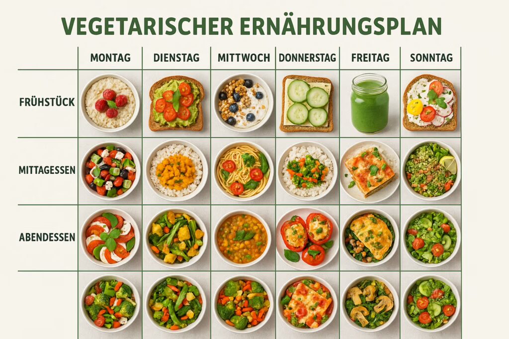 Vegetarischer Ernährungsplan für eine Woche